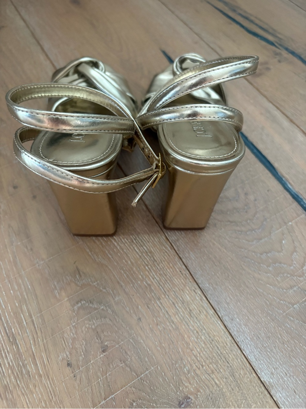 J. Crew Gold Knotted Ankle-Strap Heels Holiday Formal Elegant - Picture 2 of 5